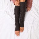 Charcoal Long Cable-Knit Leg Warmers
