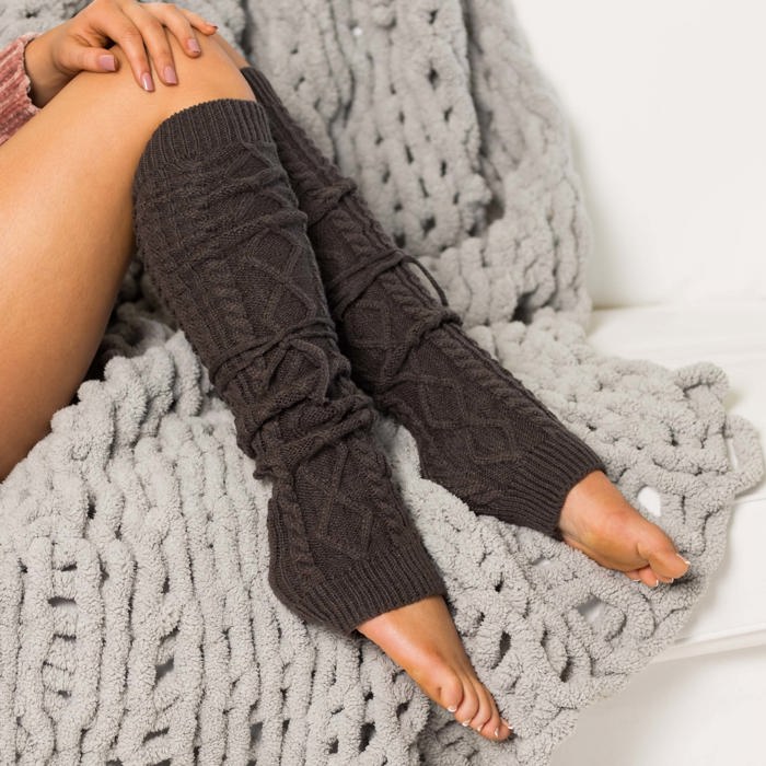 Long Cable-Knit Leg Warmers
