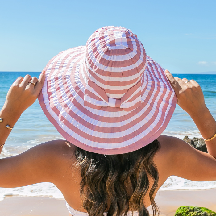 Stripe Bow Accent Sunhat