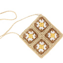 Mocha Eliza Crochet Straw Crossbody