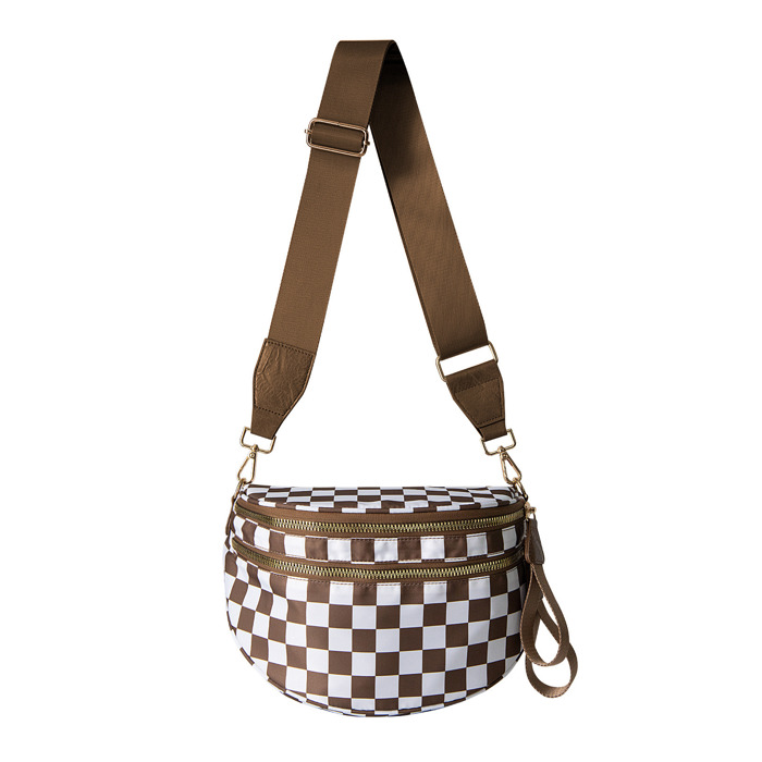 Frankie Oversize Double Zip Print Crescent Crossbody Sling