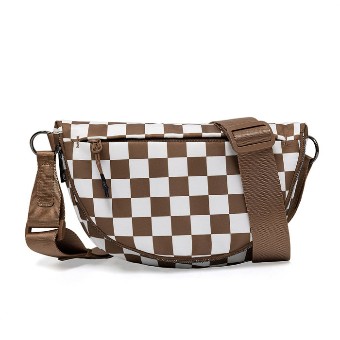 Olivia Nylon Checkered Foldover Crossbody