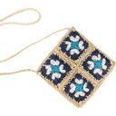 Navy Eliza Crochet Straw Crossbody