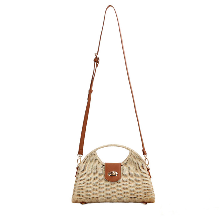 Stella Woven Straw Top Handle Crossbody Hand Bag