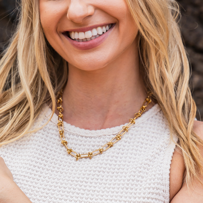 18K STAINLESS STEEL BARBED WIRE CHAIN NECKLACE
