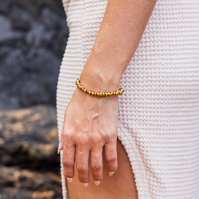 18K STAINLESS STEEL TWISTED BEAD BRACELET
