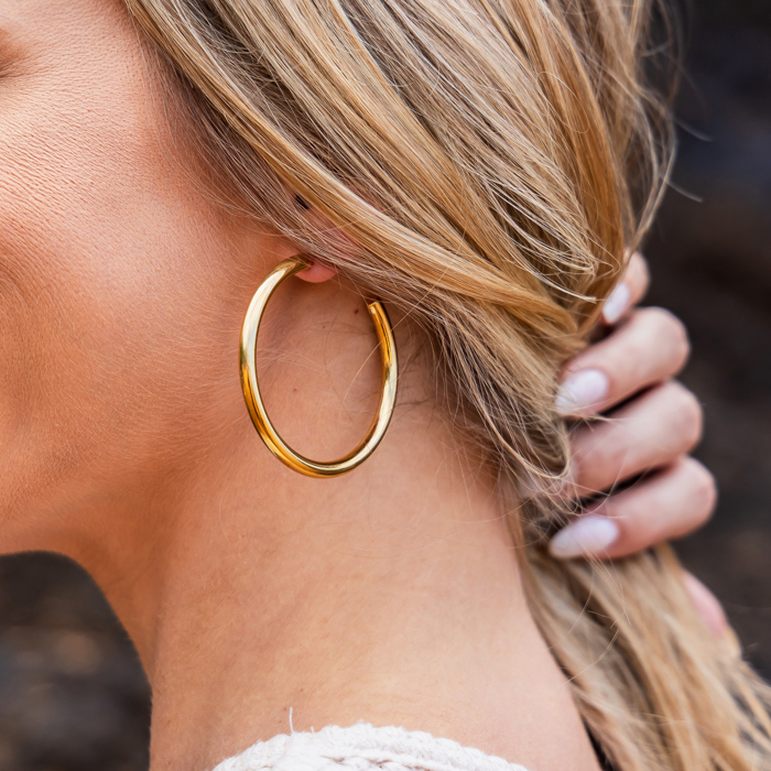 14K STAINLESS STEEL OPEN HOOP EARRINGS