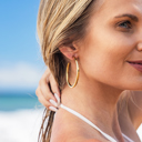  14K STAINLESS STEEL OPEN HOOP EARRINGS