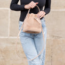  Elle Convertible Plush Top Handle Crossbody Hand Bag