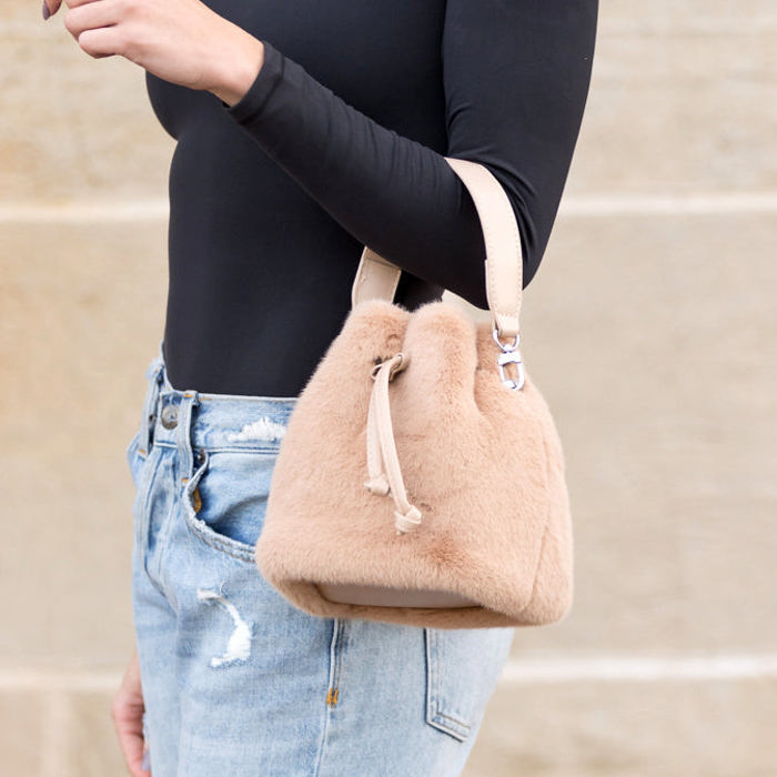 Elle Convertible Plush Top Handle Crossbody Hand Bag