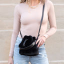  Elle Convertible Plush Top Handle Crossbody Hand Bag