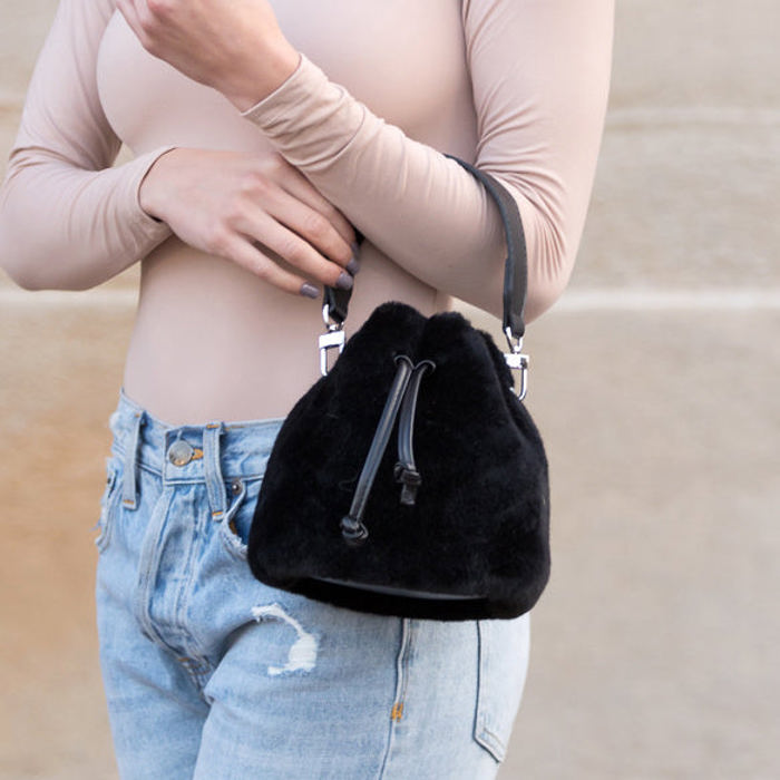 Elle Convertible Plush Top Handle Crossbody Hand Bag