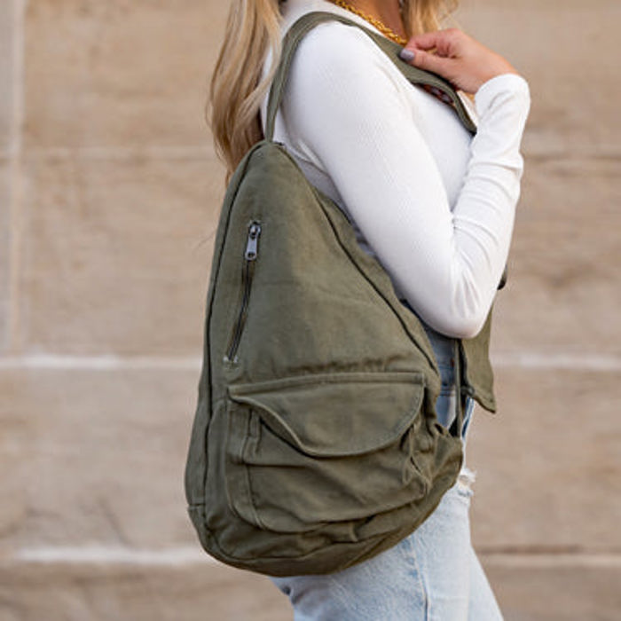 Oversize Canvas Crossbody Sling Bag