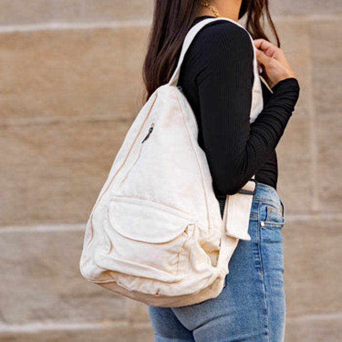 Oversize Canvas Crossbody Sling Bag