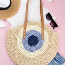 Straw Blue Straw Circle Tote