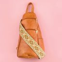 Cognac Evie Vegan Leather Crossbody Sling Bag