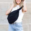  London Oversized Canvas Crescent Crossbody Sling