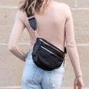 Gia Double Zip Nylon Crescent Crossbody Sling