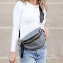 Gray Gia Double Zip Nylon Crescent Crossbody Sling