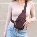  Ingrid Double Zip Corduroy Crossbody Sling