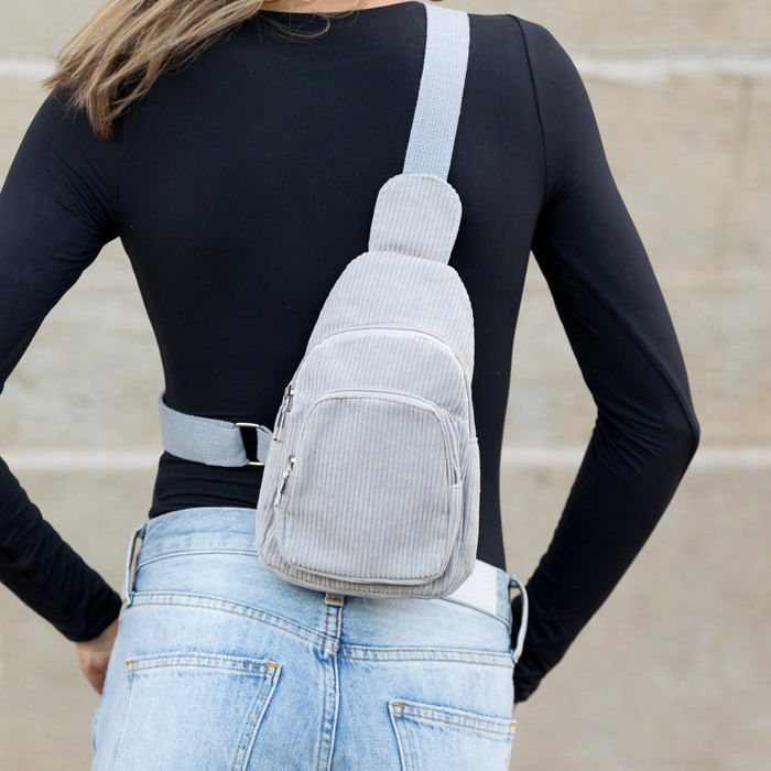 Ingrid Double Zip Corduroy Crossbody Sling