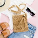  Woven Straw Tassel Accent Crossbody Bag