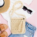 Straw Woven Straw Tassel Accent Crossbody Bag