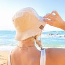 Beige C.C� Terry Cloth Bucket Hat