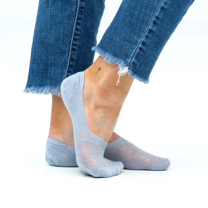 No Slip Knit Burnout Sneaker Socks- 3 Pack