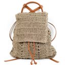 Dark Taupe Woven Straw Backpack