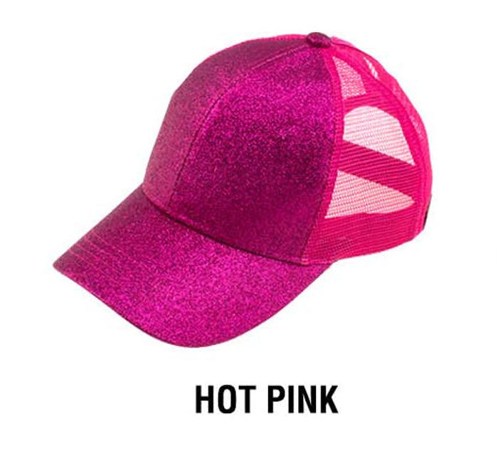 C.C� Glitter Messy Bun  Cap Hat