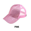 Pink C.C� Glitter Messy Bun  Cap Hat