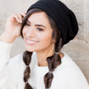 Black Waffle Weave Slouchy Beanie