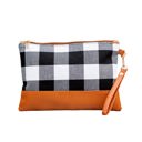 White/Black Buffalo Plaid Clutch