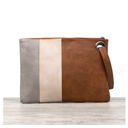 Chestnut/Cream/Gray Oversize Everyday Color Block Clutch