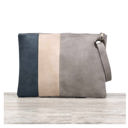Gray/Cream/Midnight Blue Oversize Everyday Color Block Clutch