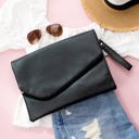 Black Foldover Envelope Clutch