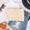 Natural Foldover Straw Clutch