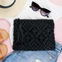Black Macrame Tassel Clutch
