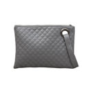 Gray Quilted Wristlet Clutch