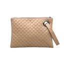Taupe Quilted Wristlet Clutch