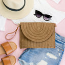  Straw Foldover Convertible Crossbody Clutch