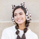 Beige Animal Print Ear Muffs