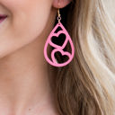  Wooden Heart Teardrop Earrings