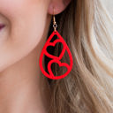  Wooden Heart Teardrop Earrings