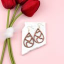 Walnut Wooden Heart Teardrop Earrings