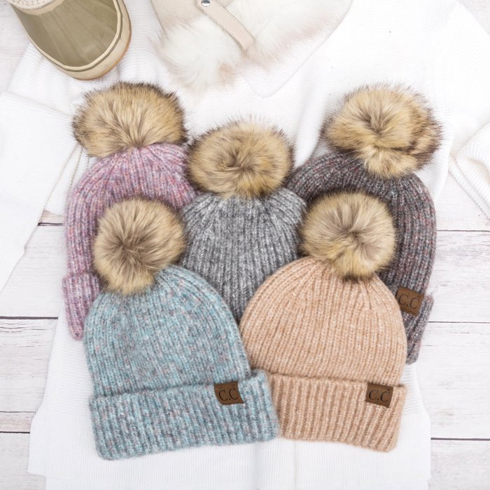 C.C� Cozy Marled Pom Beanie Hat