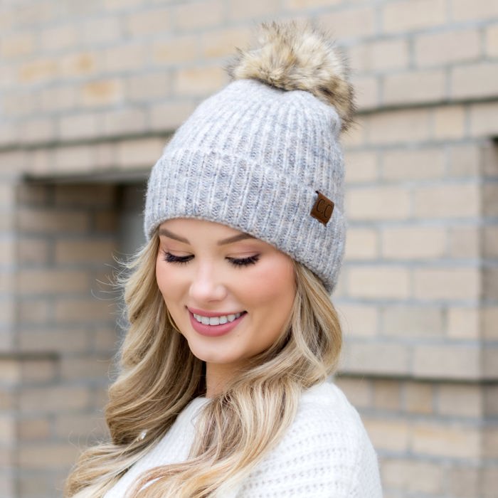 C.C� Cozy Marled Pom Beanie Hat