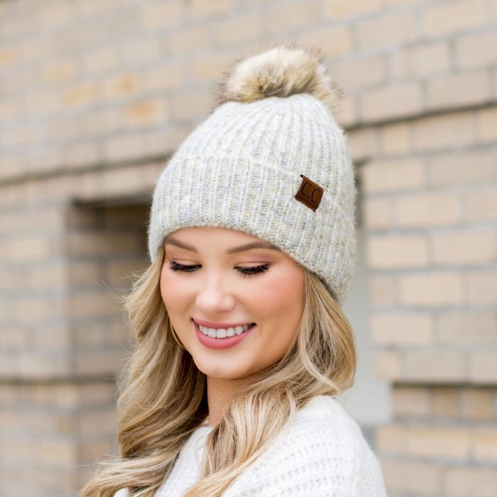 C.C� Cozy Marled Pom Beanie Hat