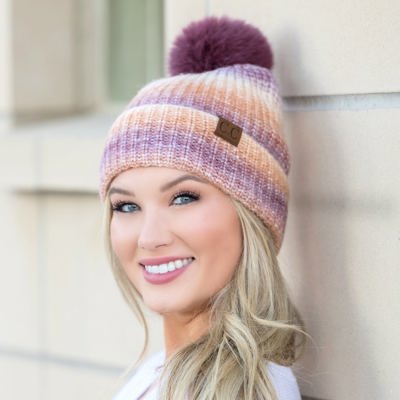 C.C� Ombre Fur Pom Beanie Hat